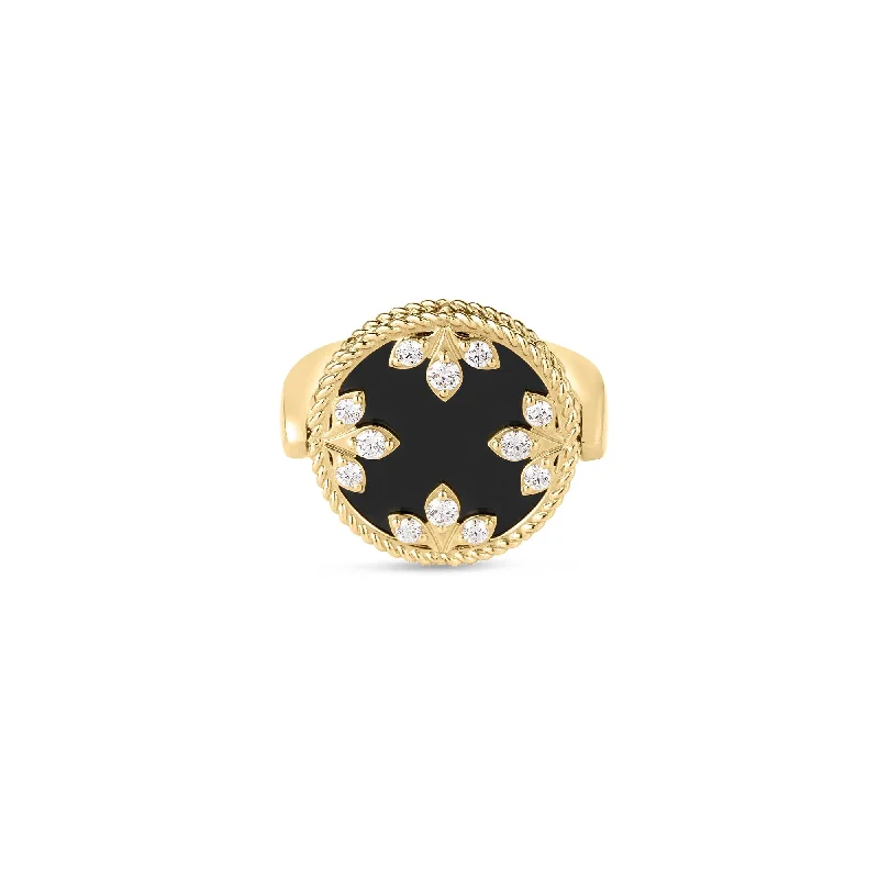 Large statement rings for fashion-forward women -Black Jade & Diamond Venetian Ring