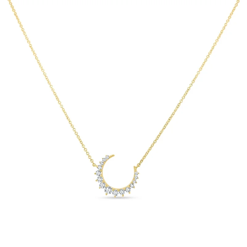 Simple yet elegant gold necklaces -Graduated Crescent Diamond Necklace