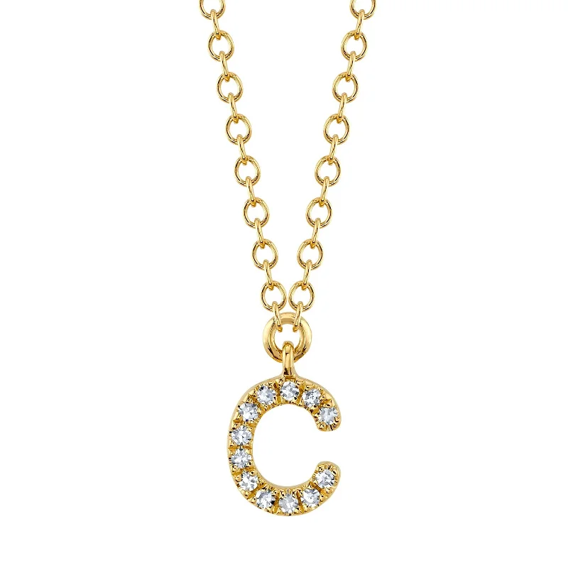 Fashion-forward necklaces with colorful beads -Diamond Initial Pendant - Letter C