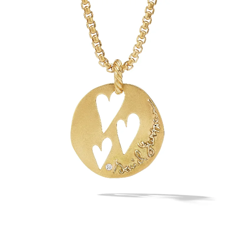 Fashion-forward necklaces with colorful beads -DY Elements Open Hearts Pendant in 18K Yellow Gold with Diamond