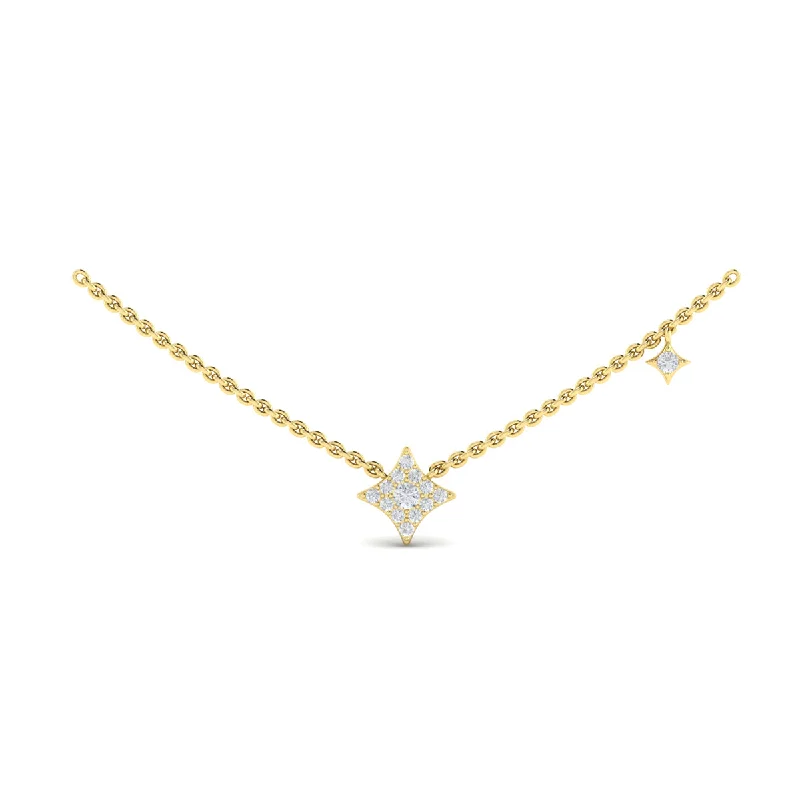 Personalized gold necklaces -Vlora Estrella 14k Yellow Gold and Diamond Necklace VN60215