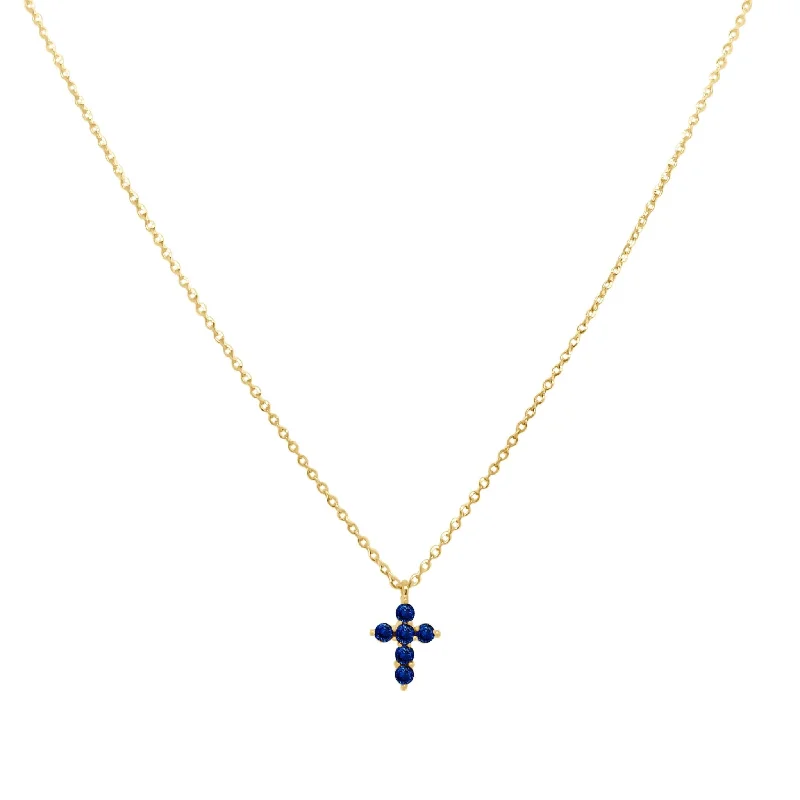 Matching couple necklaces for romantic gifts -Gemstone Mini Cross Necklace