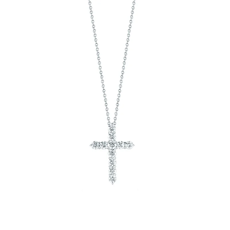 Personalized photo necklaces -18K White Gold Tiny Treasures Large Diamond Cross Necklace