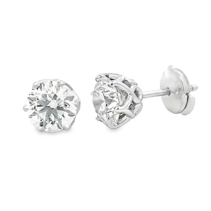 Hoop earrings for girls-3.0ctw Diamond Stud Earrings in White Gold "Best Collection" by B&C