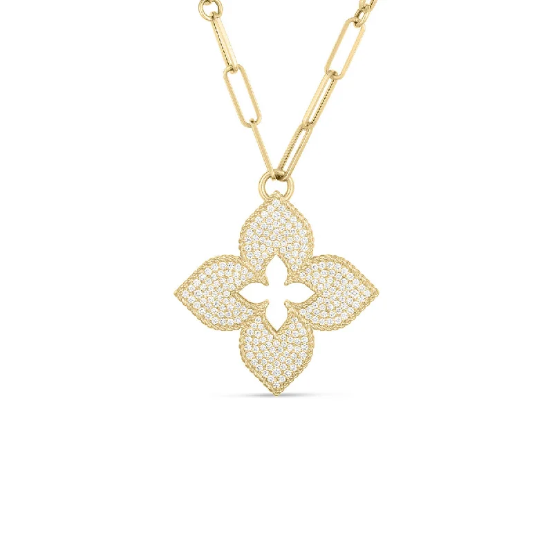 Feminine necklaces with flower pendants -Venetian Princess 18K Gold Diamond Necklace