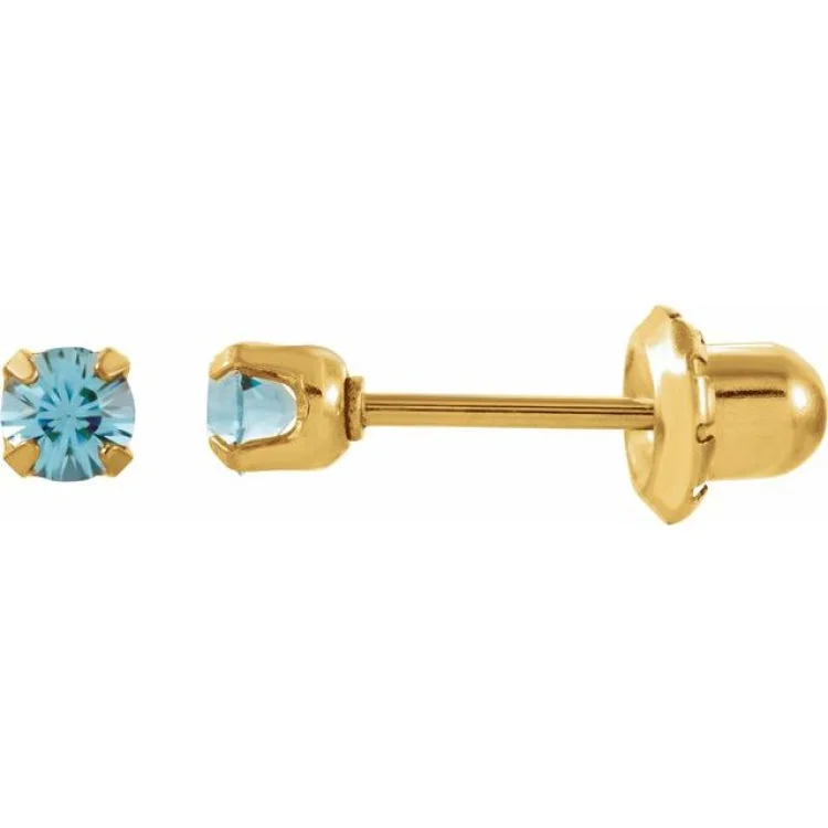 Personalized stud earrings-24K Gold-Plated Stainless Steel Imitation Aquamarine Inverness® Piercing Earrings