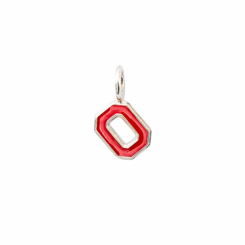 Necklaces with initials and charms -OSU Block "O" Charm with Red Enamel