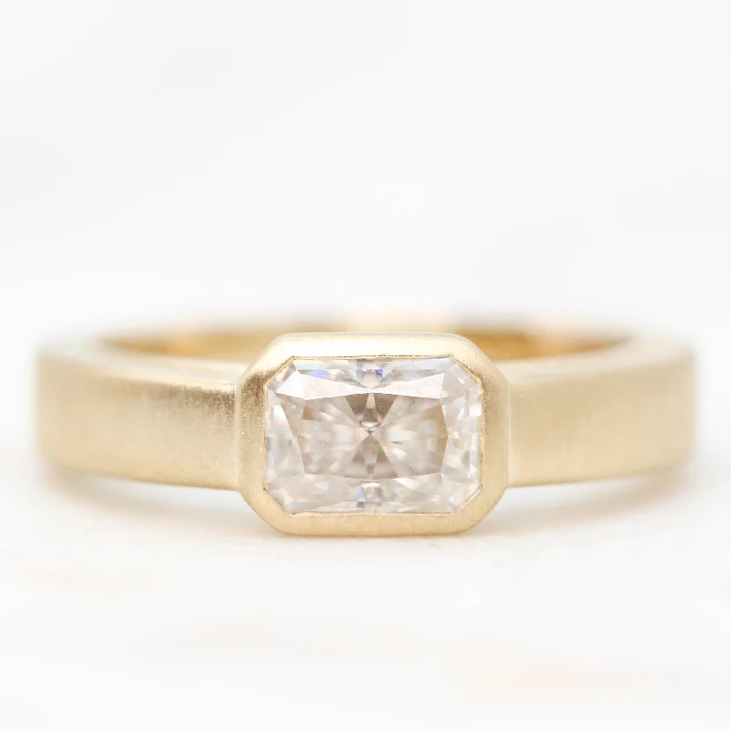 Unique gemstone rings for collectors -Mabel Ring with a Radiant Cut Moissanite - Made to Order, Choose Your Gold Tone