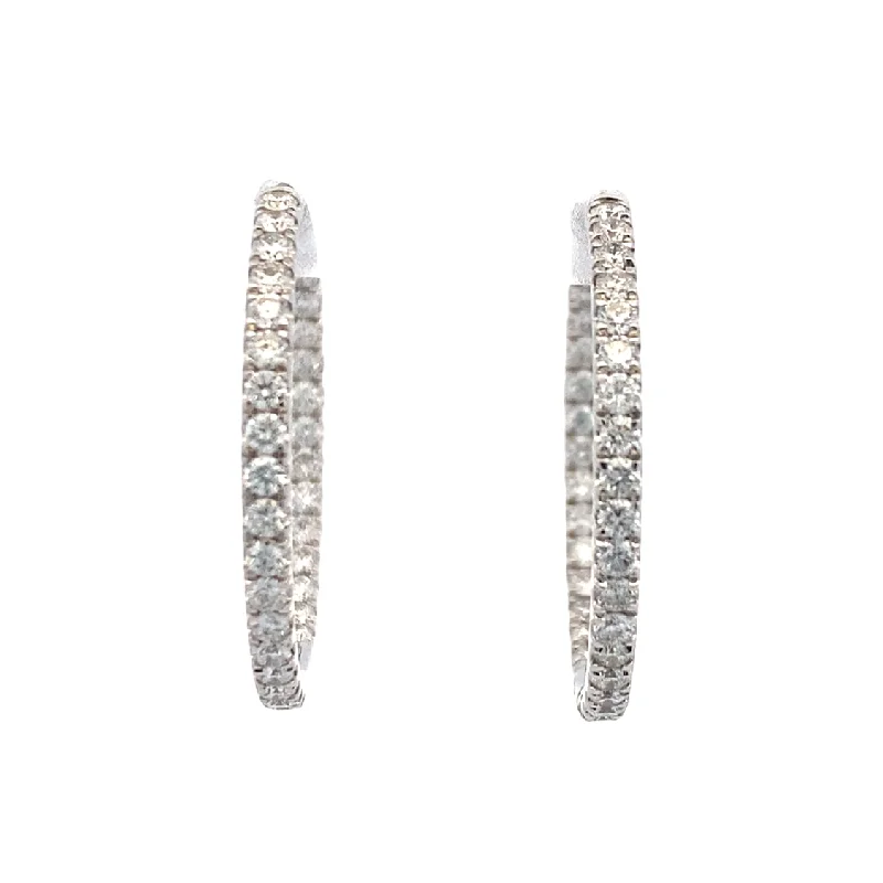 Simple drop earrings-2ctw INSIDE/OUTSIDE DIAMOND HOOP EARRINGS IN WHITE GOLD