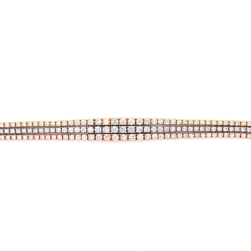 Simple link bracelets for sophisticated looks -18K Tri Color Graduated Diamond Bracelet