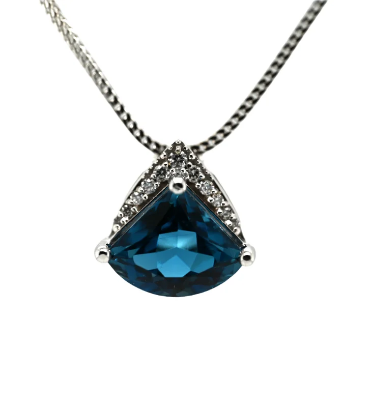 Long pendant necklaces for casual style -8.03CT BLUE TOPAZ CUSTOM PENDANT