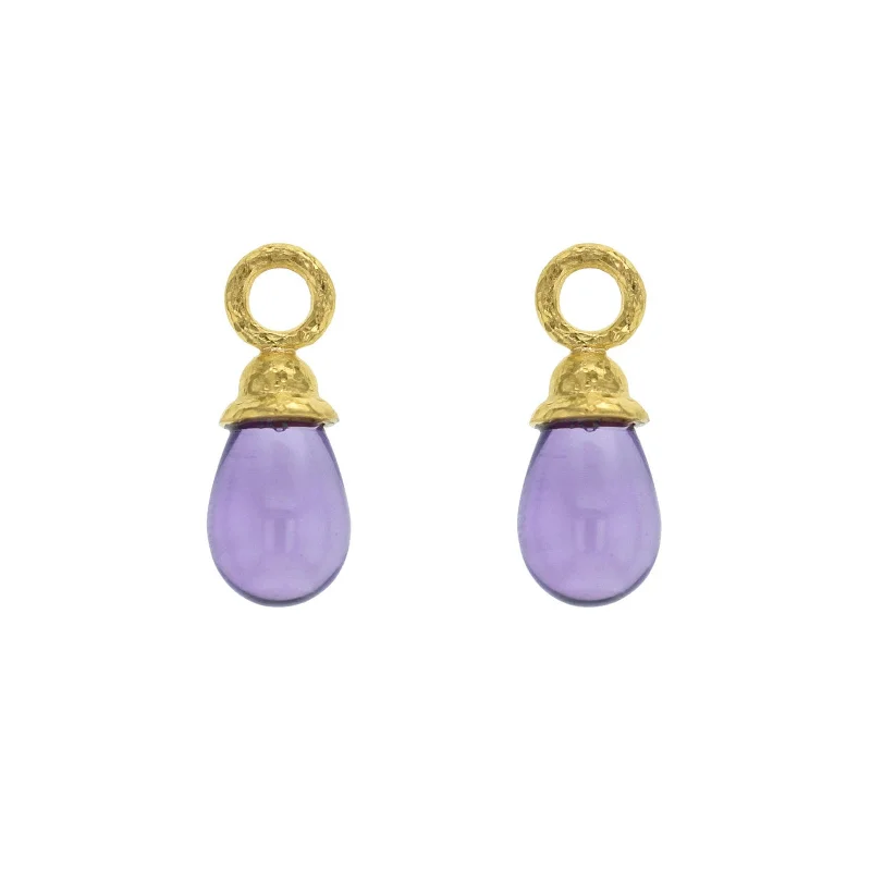 Bar necklaces with initials -Amethyst Earring Pendants