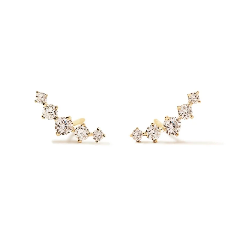 Multi-stone earrings-Diamond Curved Stud Earrings