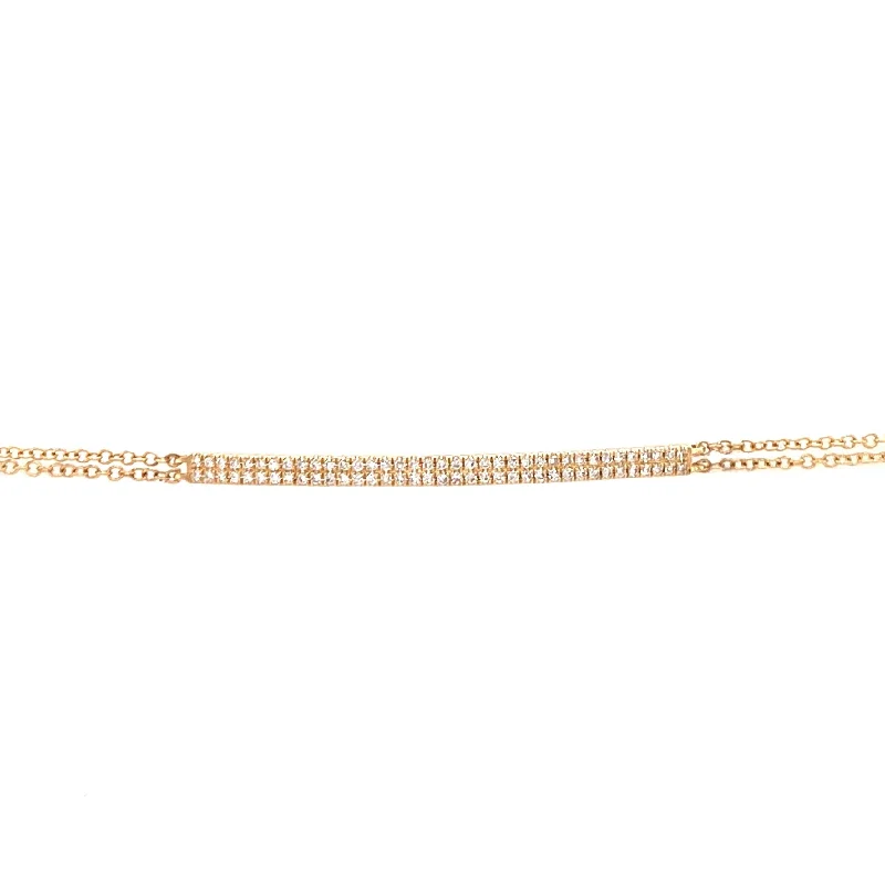 Luxury bangles and bracelets with diamonds -14K Yellow Gold Diamond Double Row Bar Bracelet