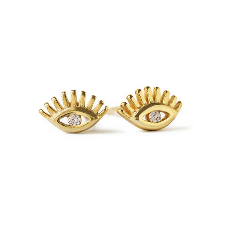 Mixed metal earrings-Hamsa Eye Stud Earrings