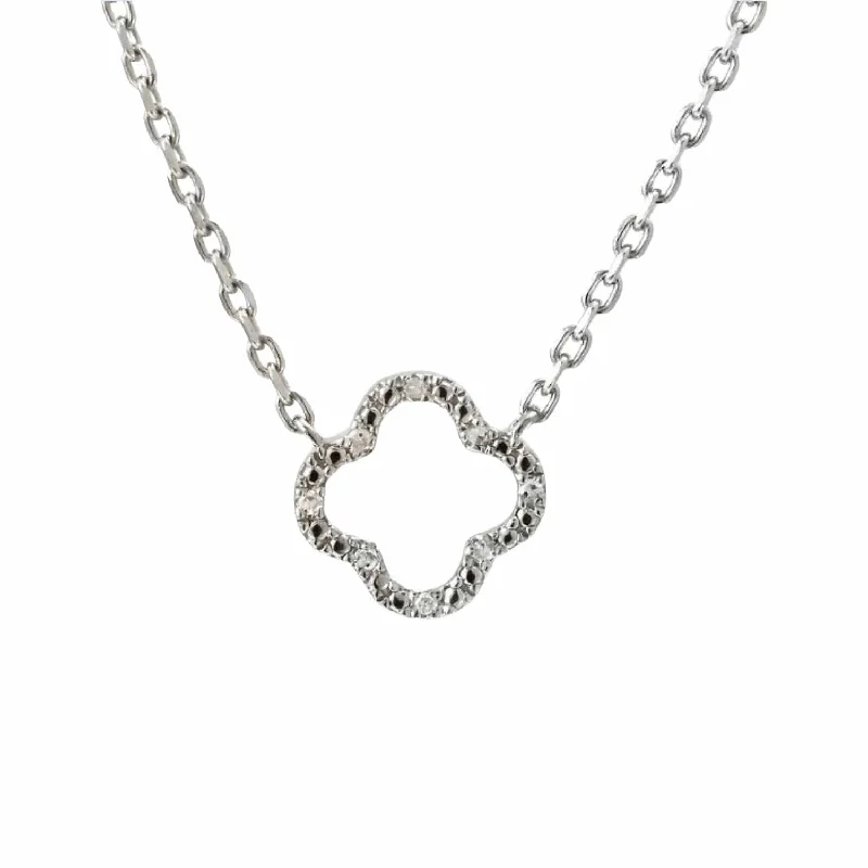 Bridal necklaces with crystals and pearls -Quatrefoil Necklace with Diamonds