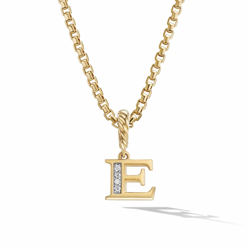 Boho style necklaces for summer -Pave Initial Pendant in 18K Yellow Gold with Diamonds