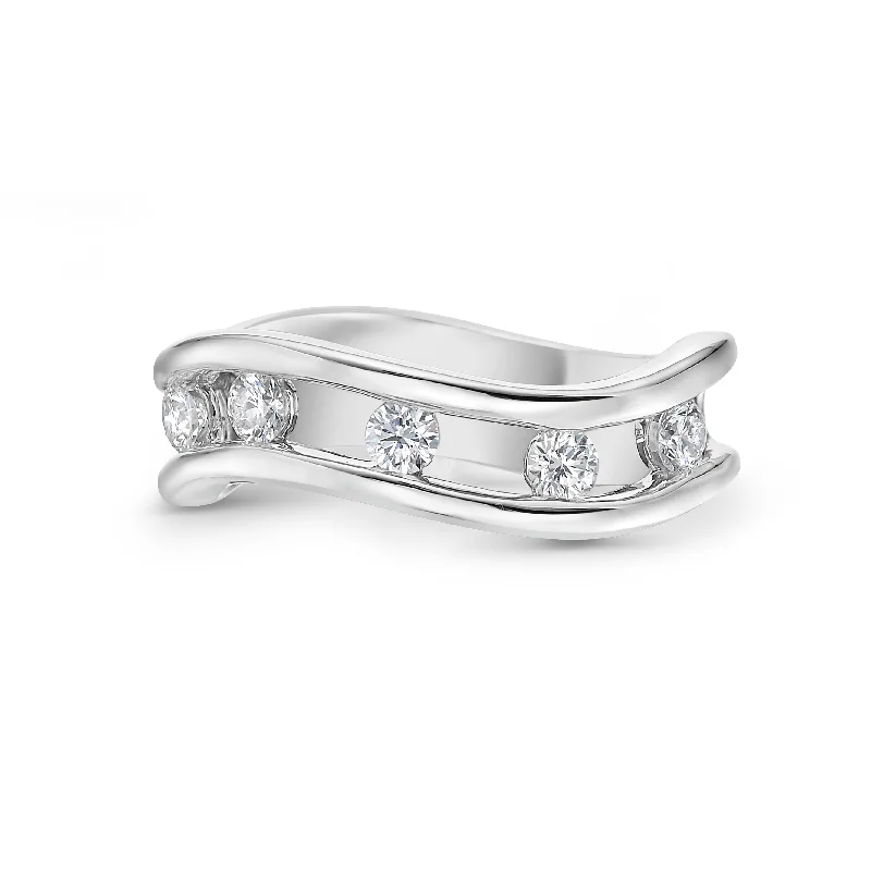 Wedding rings with classic pave settings -Floating Diamond Ring