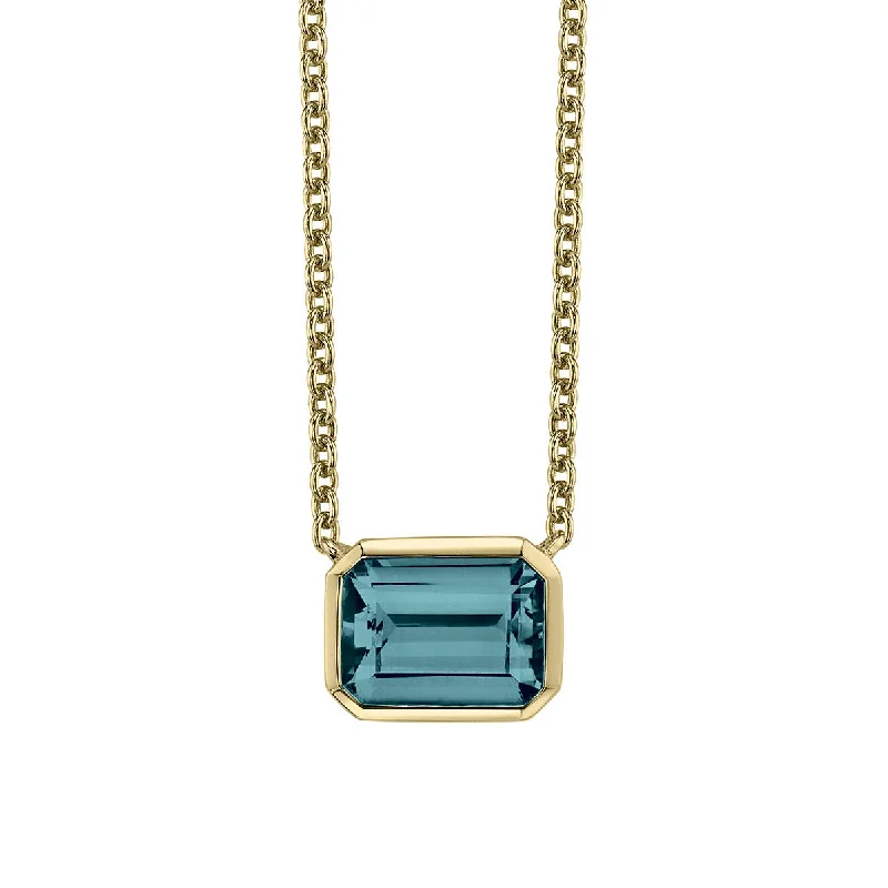 Multi-layered necklaces for trendy style -London Blue Topaz 14K Yellow Gold Necklace