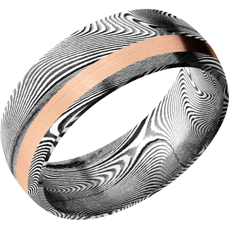 Custom name rings for personalized gifts -Damascus Wedding Band With Satin & Acid Finish