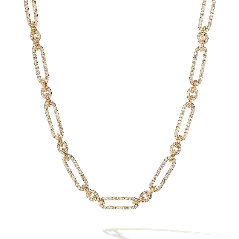 Fashionable charm necklaces for teens -Lexington Chain Necklace in 18K Yellow Gold with Full Pave Diamonds