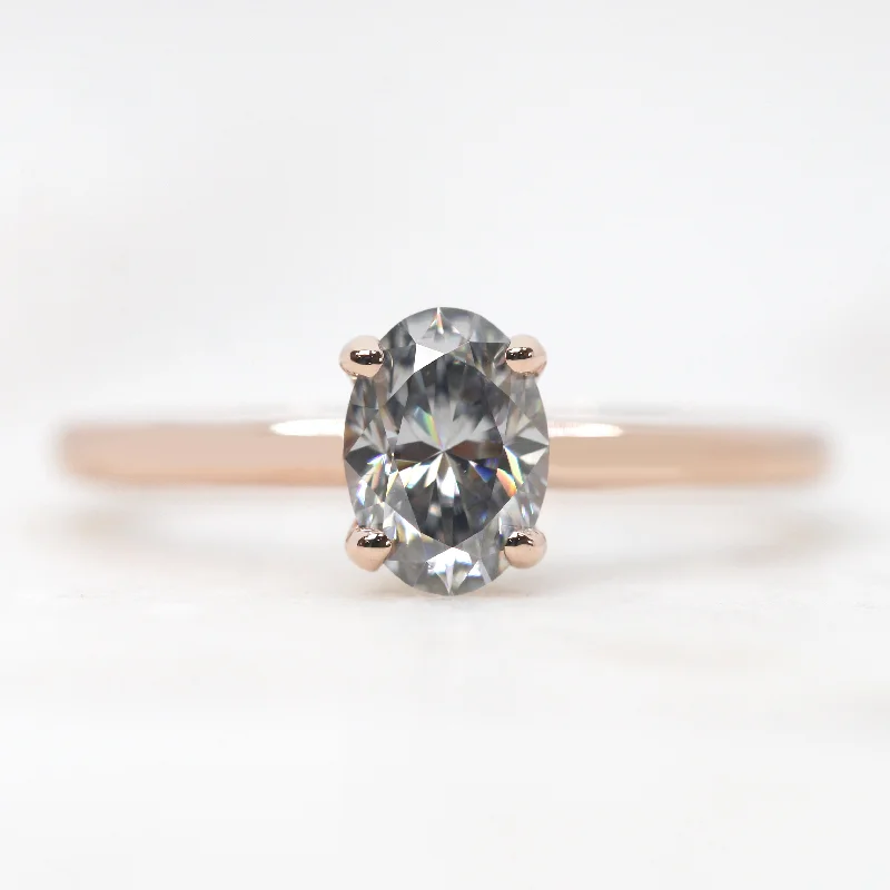 Custom rings for memorable gifts -Emma Ring with a 0.8 Carat Oval Gray Moissanite - Made to Order