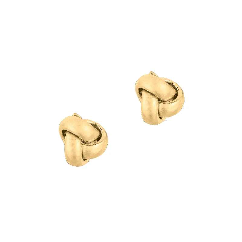 Classic gold hoop earrings-14K Gold Mini Classic Polished Love Knot Stud Earring