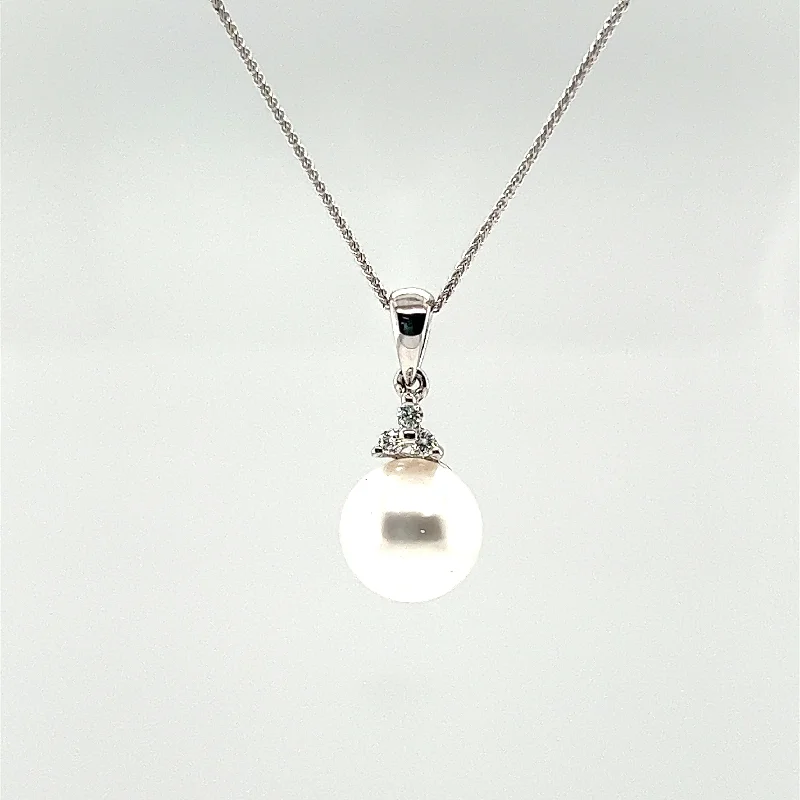 Designer gold necklaces for weddings -White South Sea Pearl and Diamond Necklace