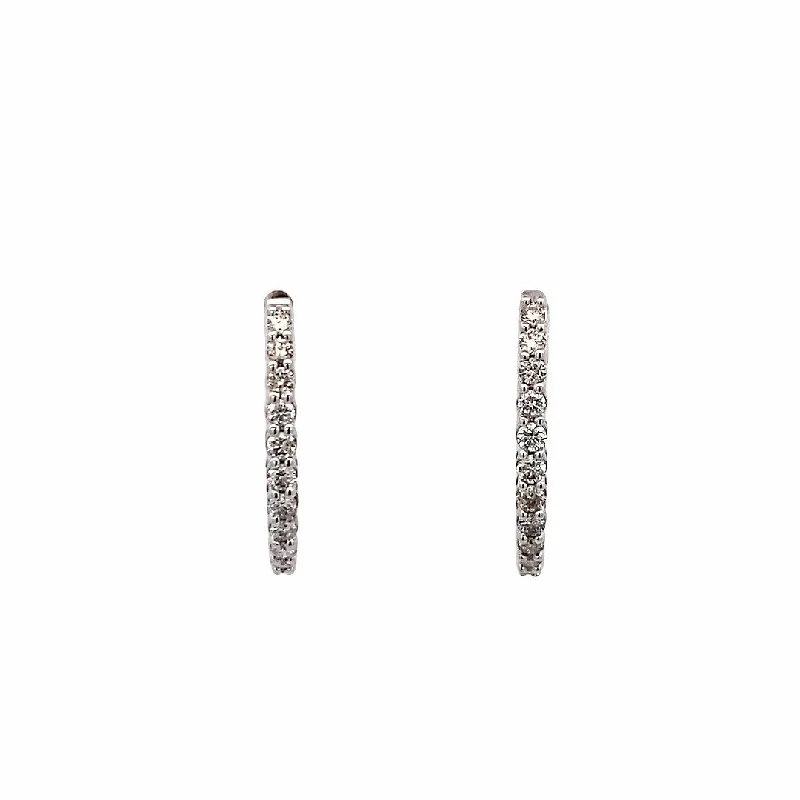 Vintage diamond drop earrings-1/2 CTW Diamond Hoop Earrings in White Gold