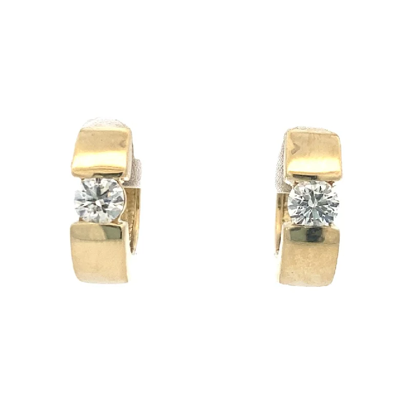 Ruby stud earrings-Estate 1/2ctw Diamond Huggie Earrings in Yellow Gold