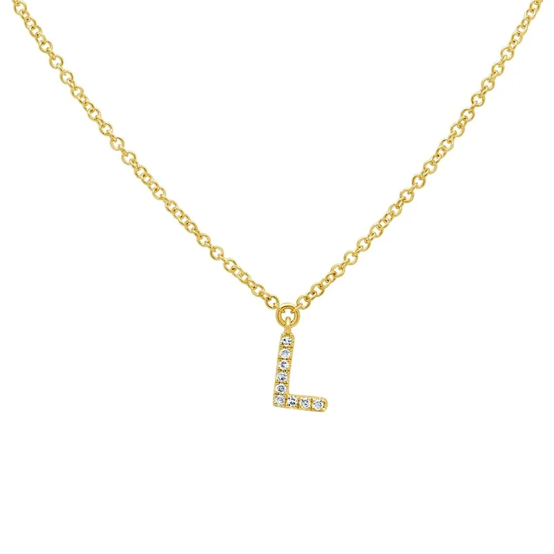 Elegant crystal necklaces for evening events -Diamond Initial Pendant - Letter L