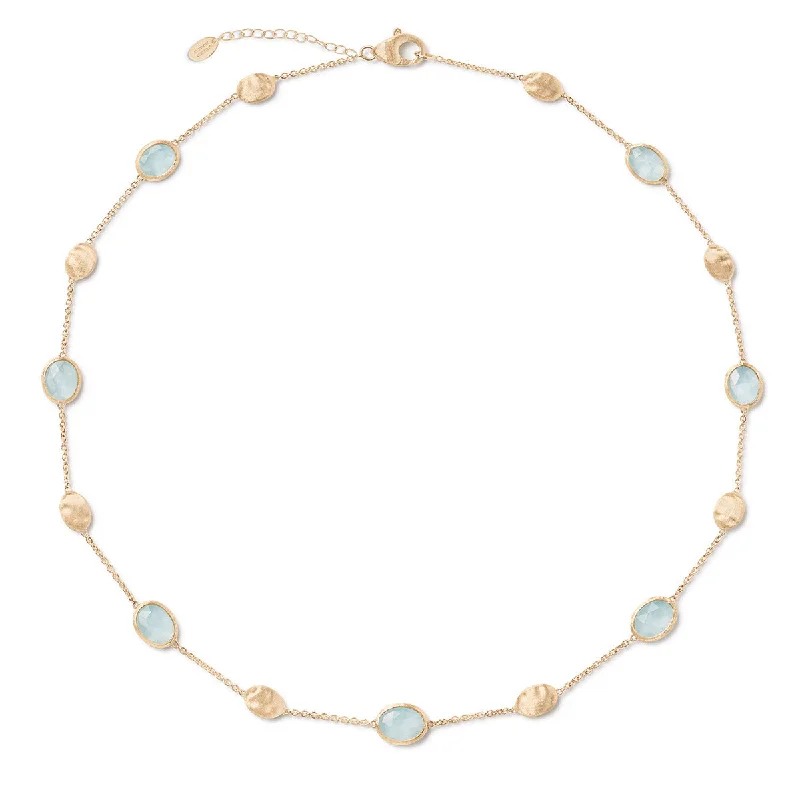 Classic heart necklaces for Valentine's day -Siviglia Collection 18K Yellow Gold and Aquamarine Necklace