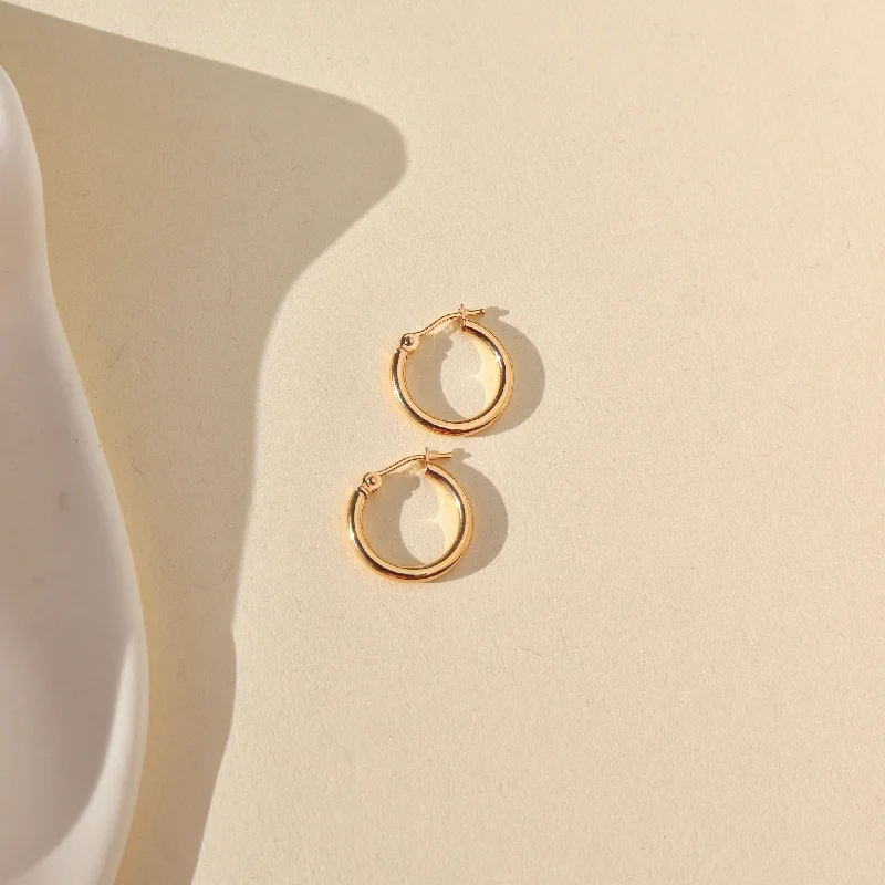 Crystal drop earrings-Classic Hoops in 14k Gold