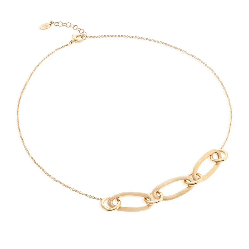 Classic diamond necklaces for formal wear -18K Yellow Gold Mixed Link Half Collar Necklace