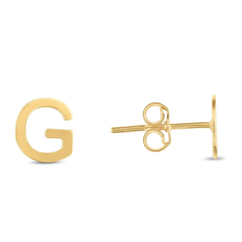 Luxury earrings-14K Gold Initial G Stud Earring