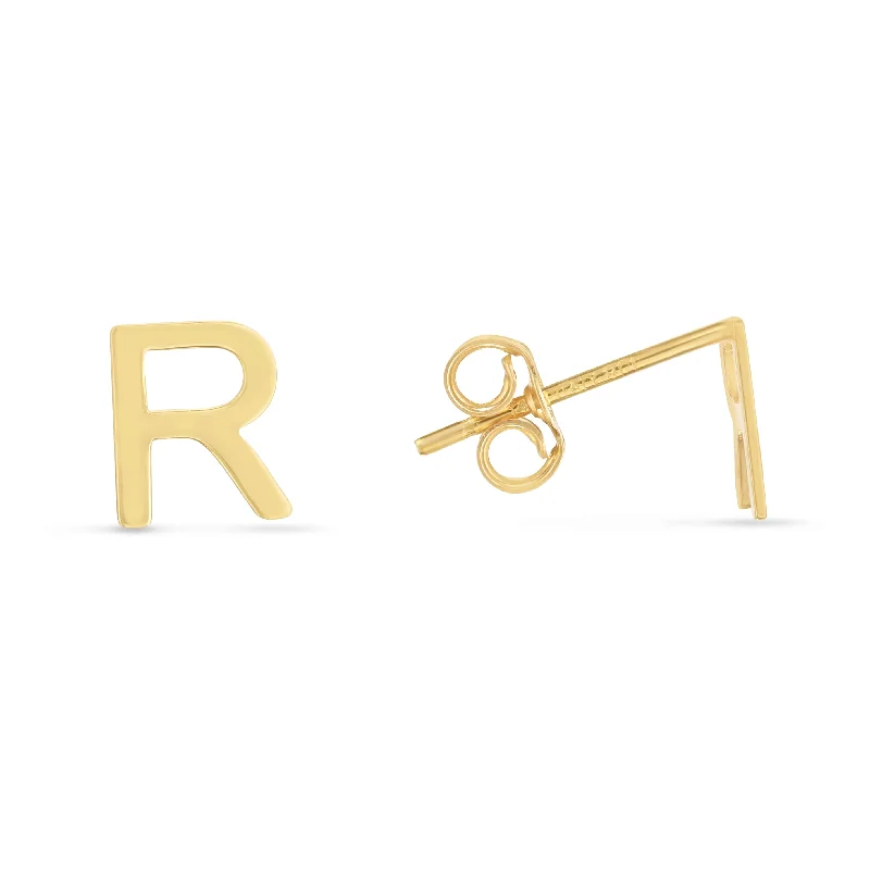 Stud earrings-14K Gold Initial R Stud Earring