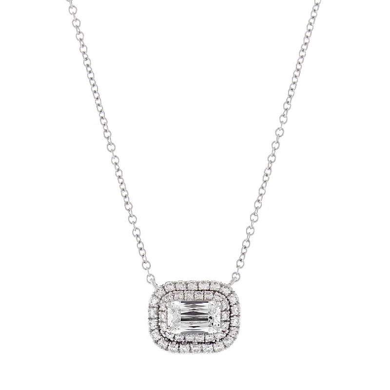 Necklaces with crystals for good energy -Ashoka Diamond Double Halo Pendant Necklace