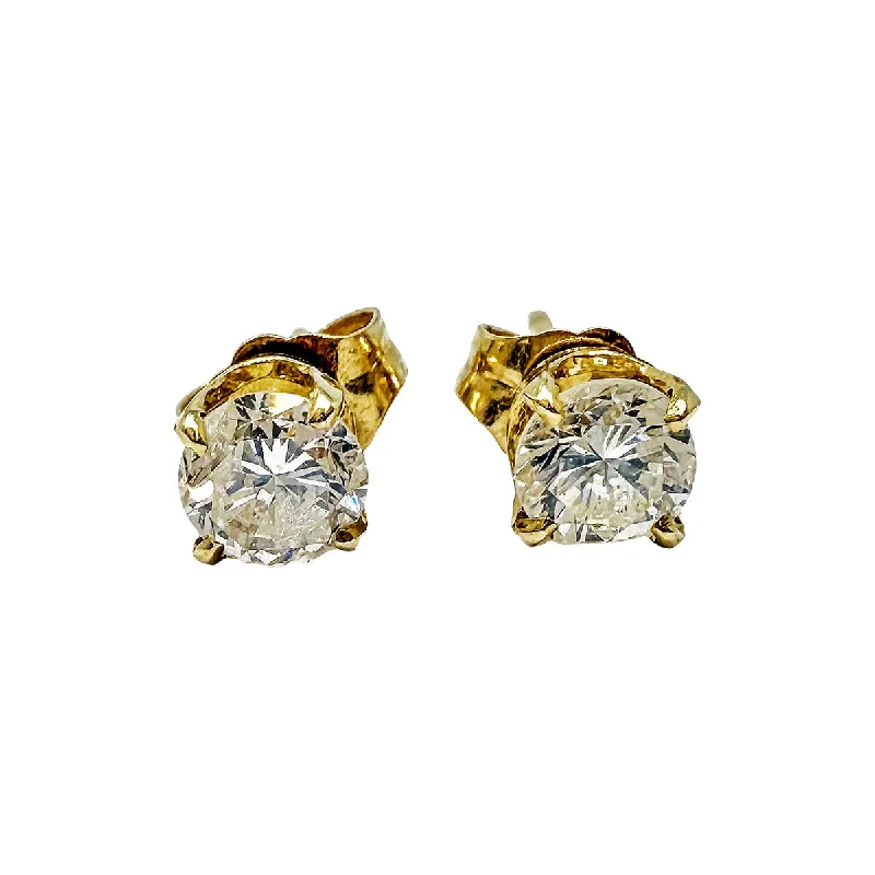 Large gold earrings-14K Gold Diamond Stud  Earrings