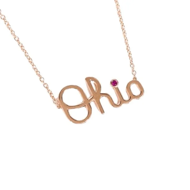 Customizable silver necklaces -Limited Edition 14K Rose Gold Script Ohio Necklace