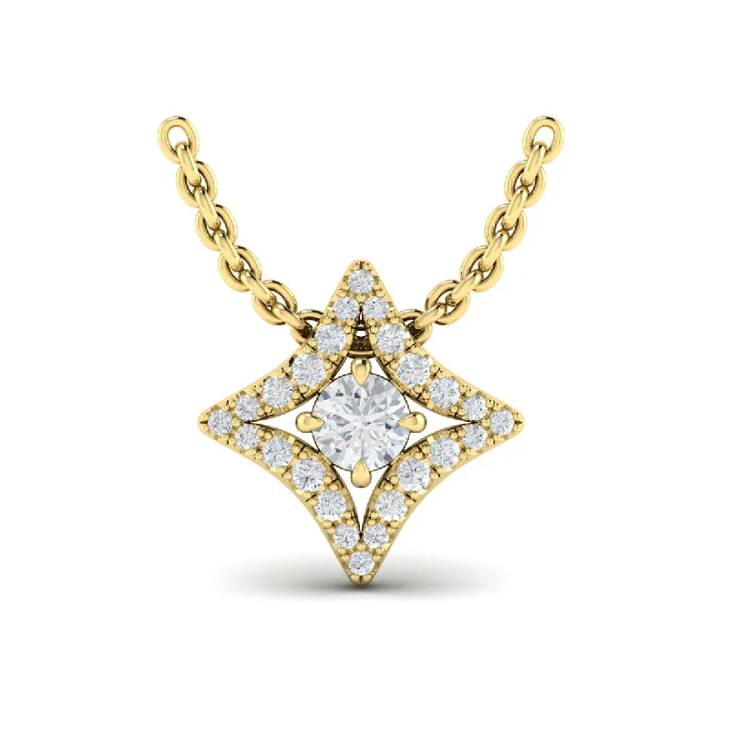 Simple yet elegant gold necklaces -Vlora Estrella 14k Yellow Gold and Diamond Necklace VP60210Y