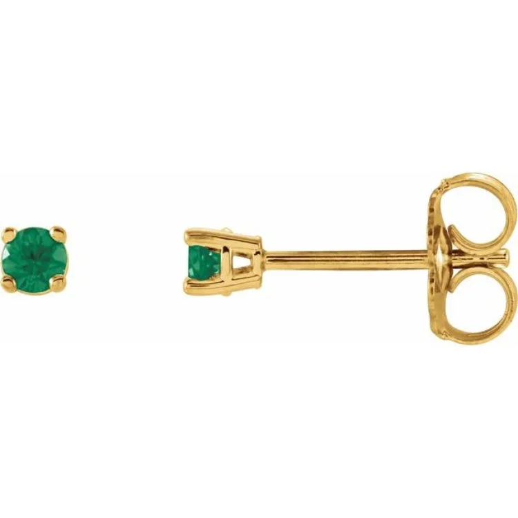 Small earrings-14K Yellow 2.5 mm Natural Emerald Stud Earrings