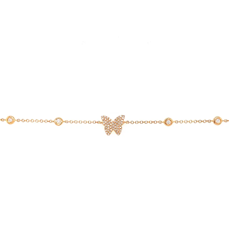 Boho-style woven bracelets for carefree looks -14K Yellow Gold Diamond Butterfly & Diamond By The Yard Bracelet