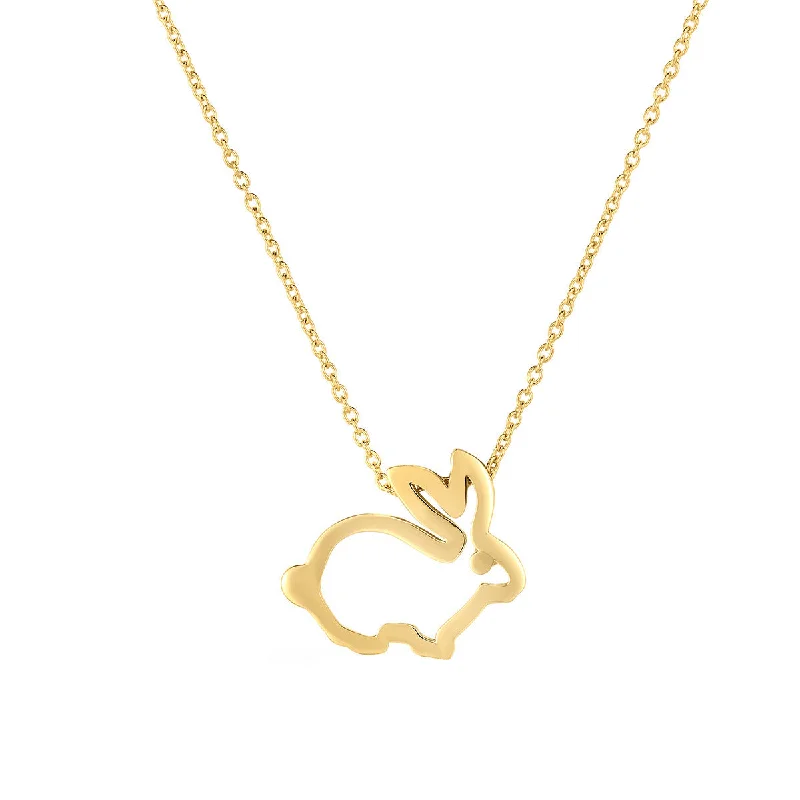 Stylish layered necklaces for trendy look -18K Yellow Gold Tiny Treasures Rabbit Outline Necklace