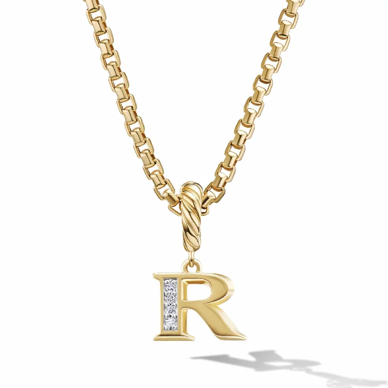 Religious necklaces for spiritual people -Pave Initial Pendant in 18K Yellow Gold with Diamonds