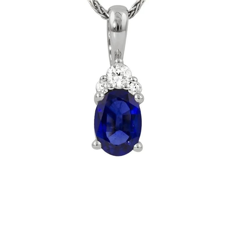 Vintage-inspired choker necklaces -Blue Sapphire and Diamond Pendant