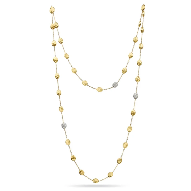 Trendy necklaces for teenagers -18K Yellow Gold and Diamond Large Bead Long Necklace