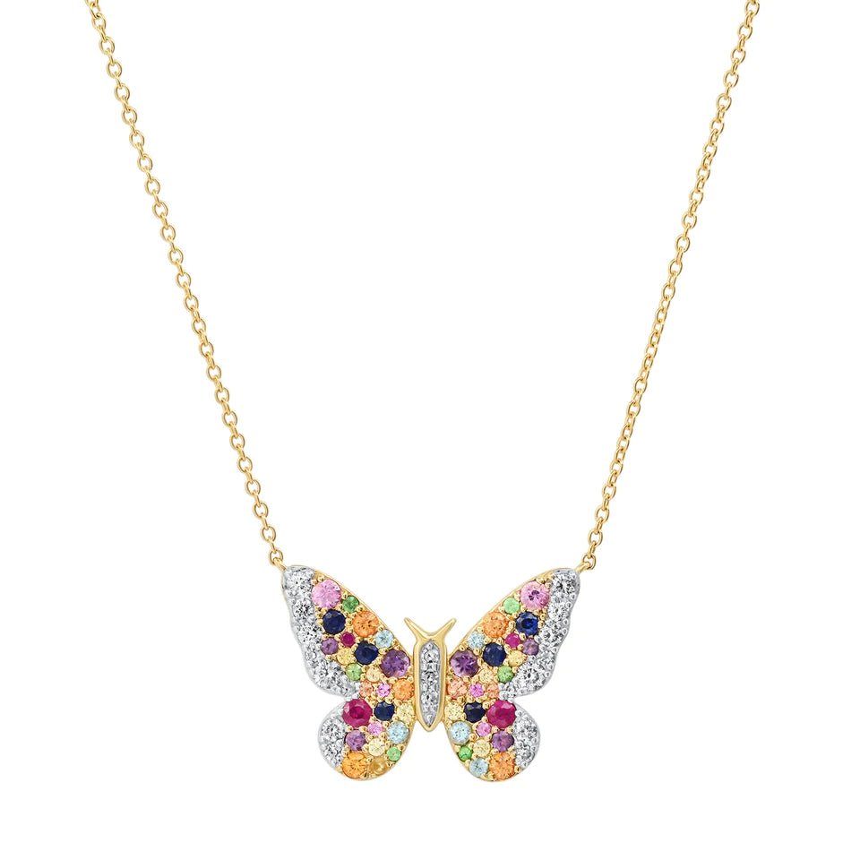 Cute necklaces with animal pendants -Rainbow Butterfly Necklace