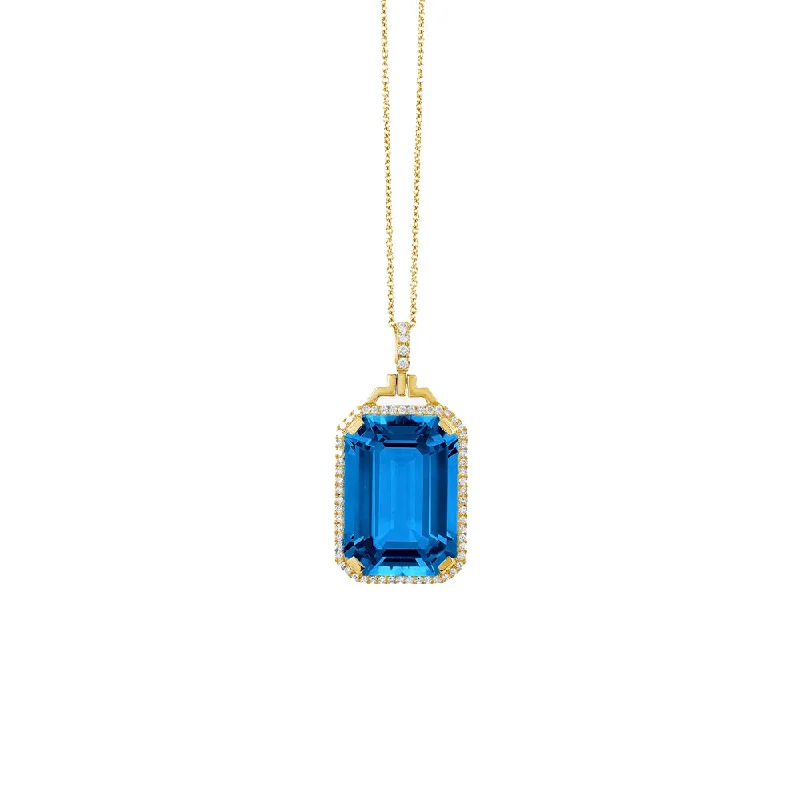 Unique necklaces for special occasions -Blue Topaz and Diamond Gossip Pendant