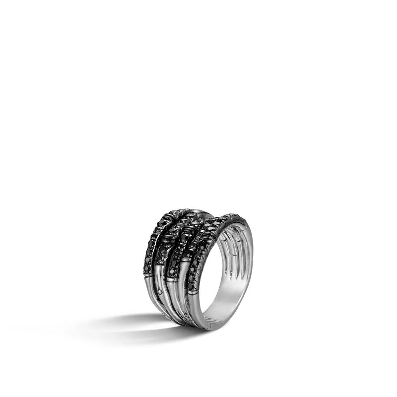 Luxury platinum engagement rings -John Hardy Bamboo Ring with Black Sapphire RBS57614BLS