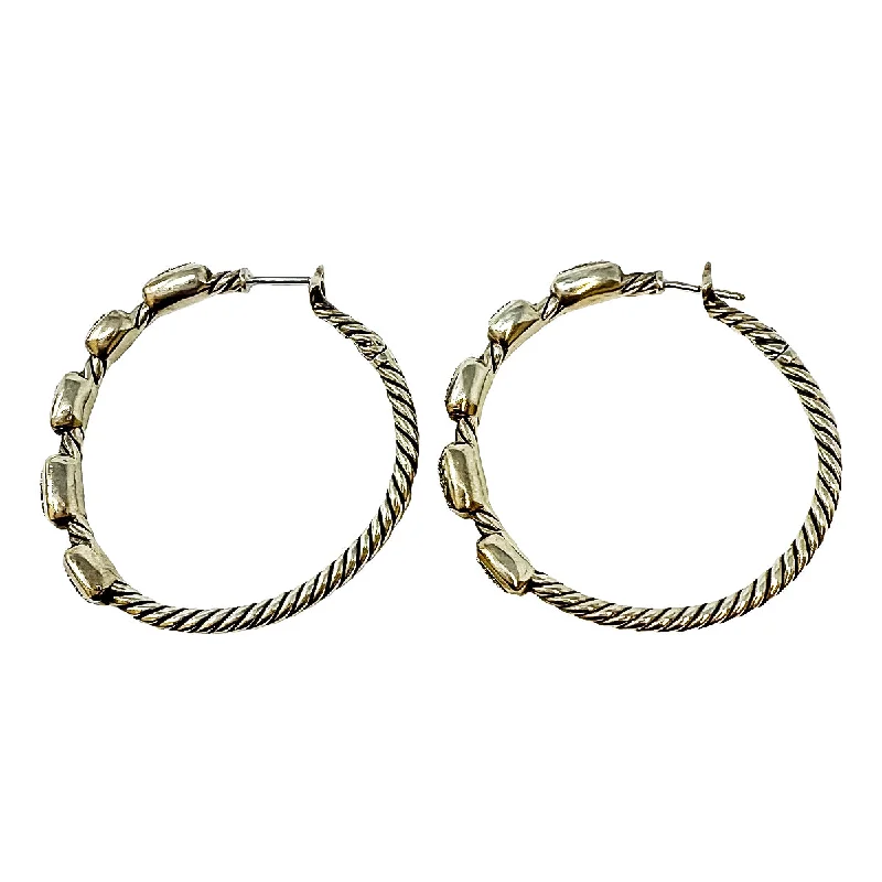 Designer pearl earrings-David Yurman Sterling Silver Confetti Diamond Hoop Earrings